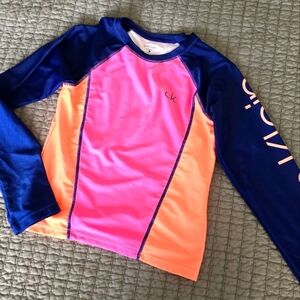 Calvin Klein Girls Upf Shirt Swim Rashguard Size 8/10